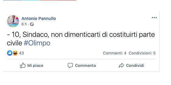 Processo Olimpo, l’allert sul web dell’opposizione: “Sindaco, non dimenticare di costituirti parte civile” 3 olimpo-alert