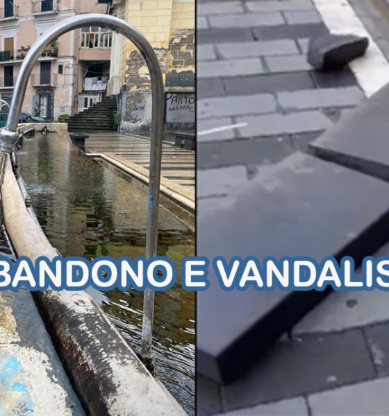 Abbandono e vandalismo distruggono piazza Fontana Grande. Ennesimo raid all'Acqua della Madonna 4 Piazza Fontana Grande