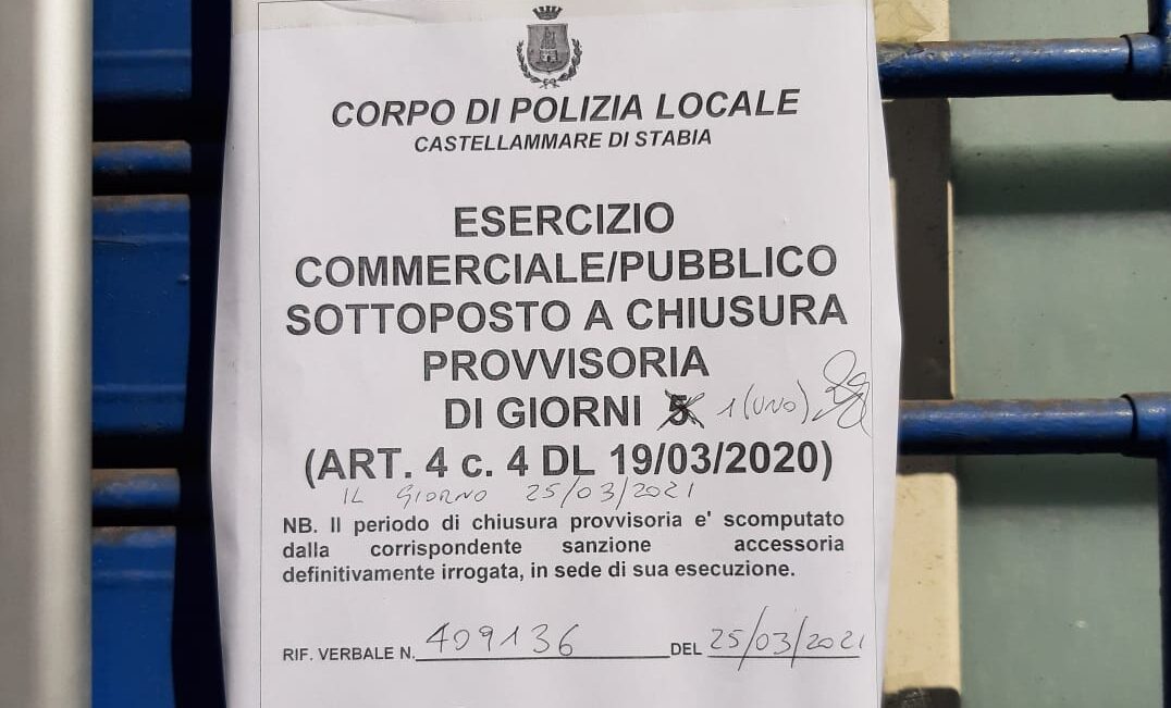 Castellammare, controlli anticovid: chiuso supermercato 3 Castellammare